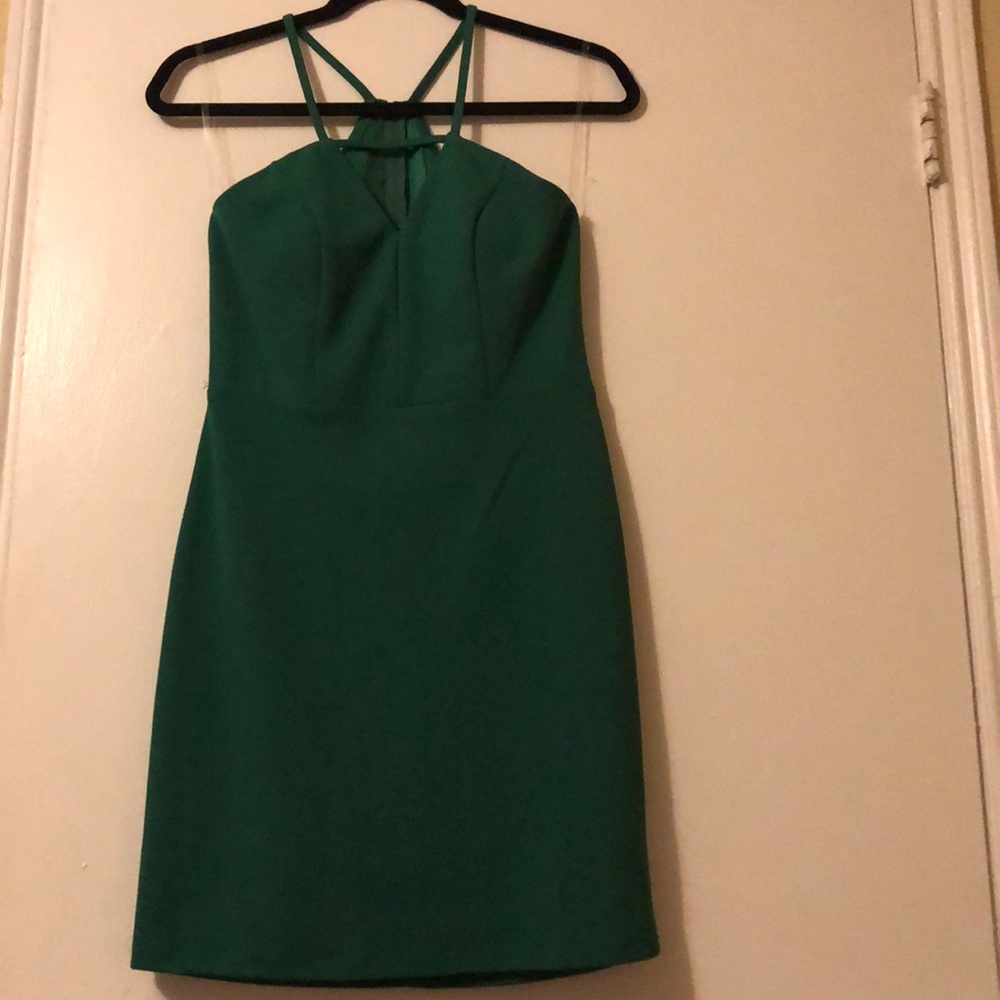 Green midi dress with pads. Used for homecoming.